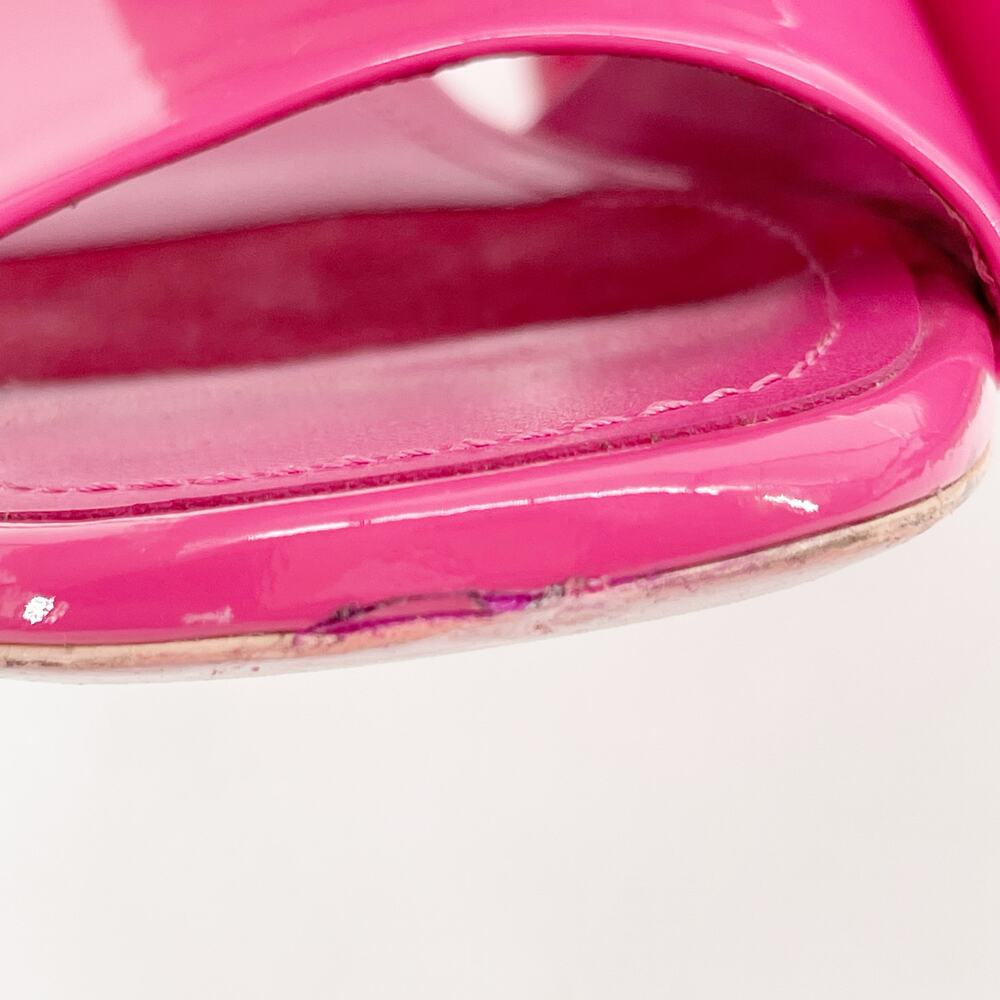 Chanel 2022 Pink Patent Calfskin CC Logo Low Block Heel Mules Sandals EU 38.5 - Picture 8 of 16